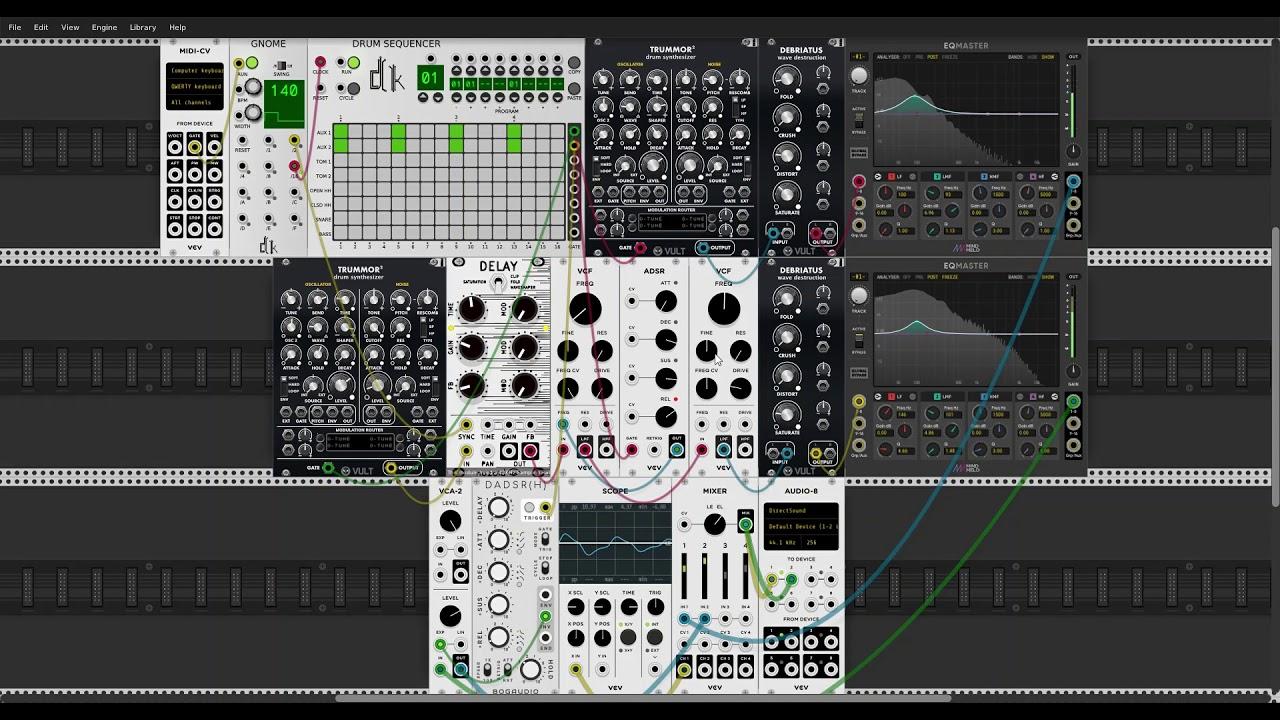 VCV Rack Patch - Techno Rumble Kick (with delay)