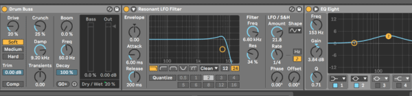 Ableton Techno FM Bass - screenshot of Ableton rack.