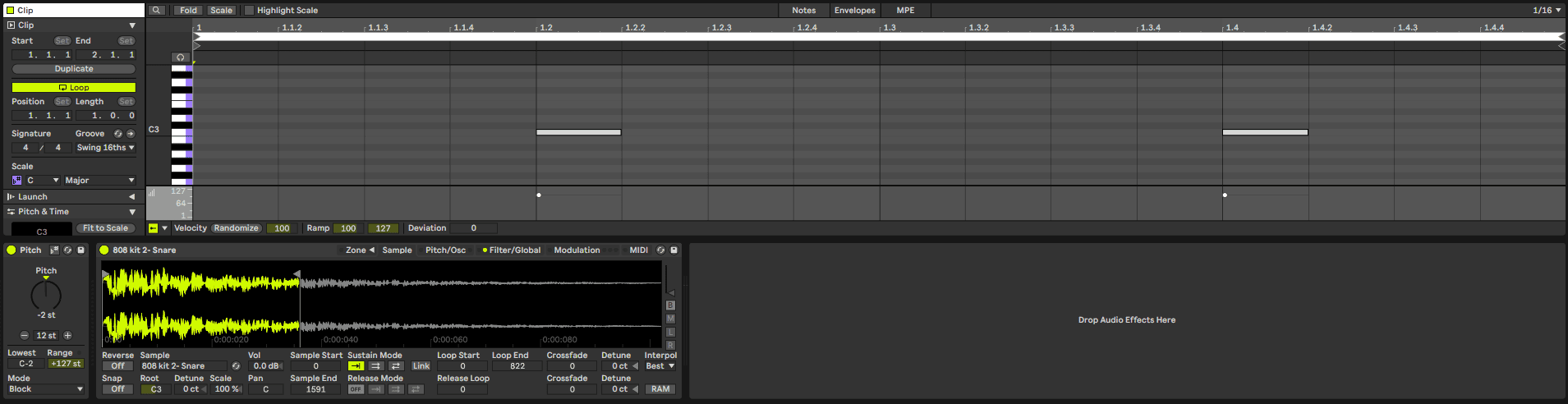 Electro Drum Pattern - Snare in Ableton Live