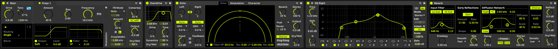 Electro clap and snare group processing in Ableton Live