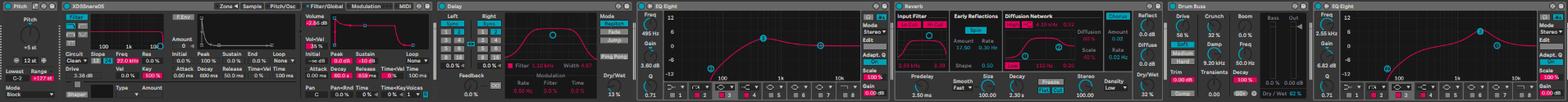 Distorted 80s snare