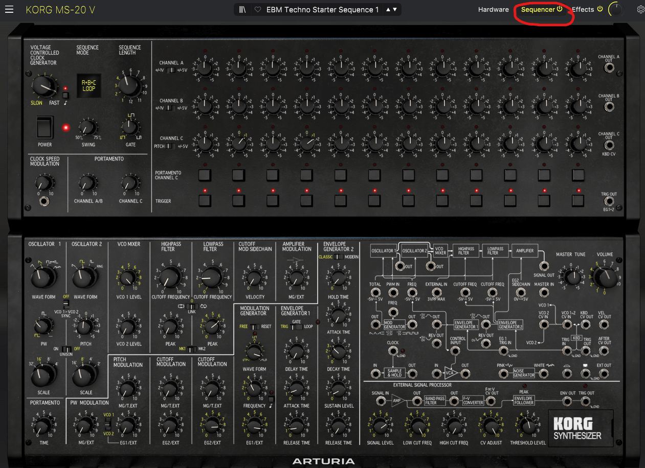 MS20 V Sequencer Section Screenshot