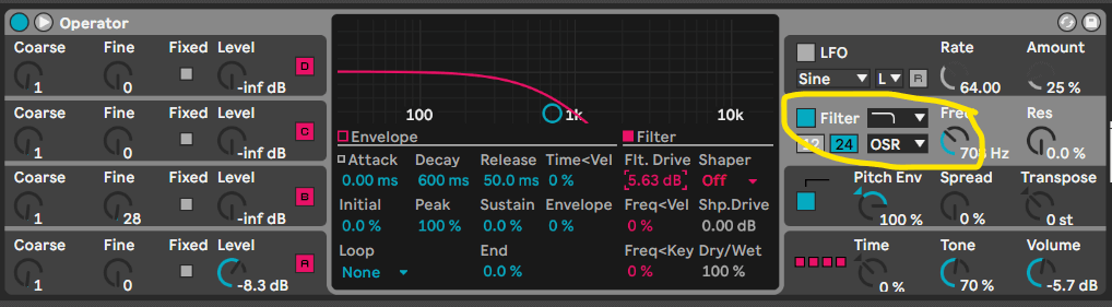 Adding a filter to Ableton Operator